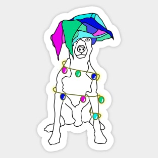 Cool colorful cutie dog ready to party Sticker